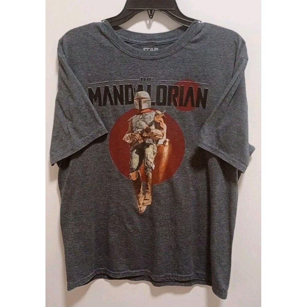 Star Wars The Mandalorian Boba Fett T-Shirt Men's Large Gray Mad Engine Graphic